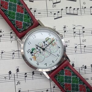 Christmas Red and Green Snowman Watch